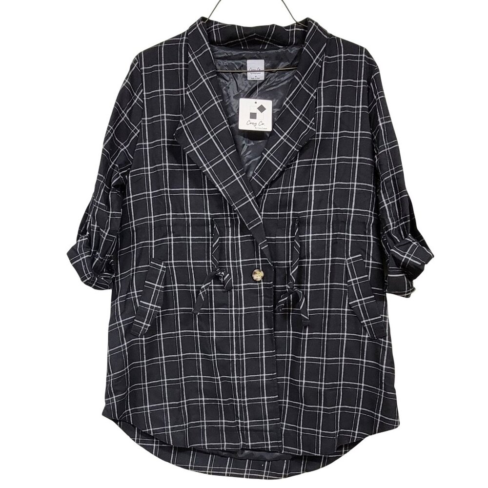 Womens Blazer Black & White Plaid By Cozy Co. Size M
